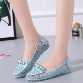 Elegant Applique Bowknot Decor Wedding Bridal Shoes Lace Split Joint Ballet Flats NewGew